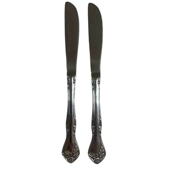 2 Reed and Barton Stainless Dinner Knife Heritage Mint Small Knife - Picture 1 of 3